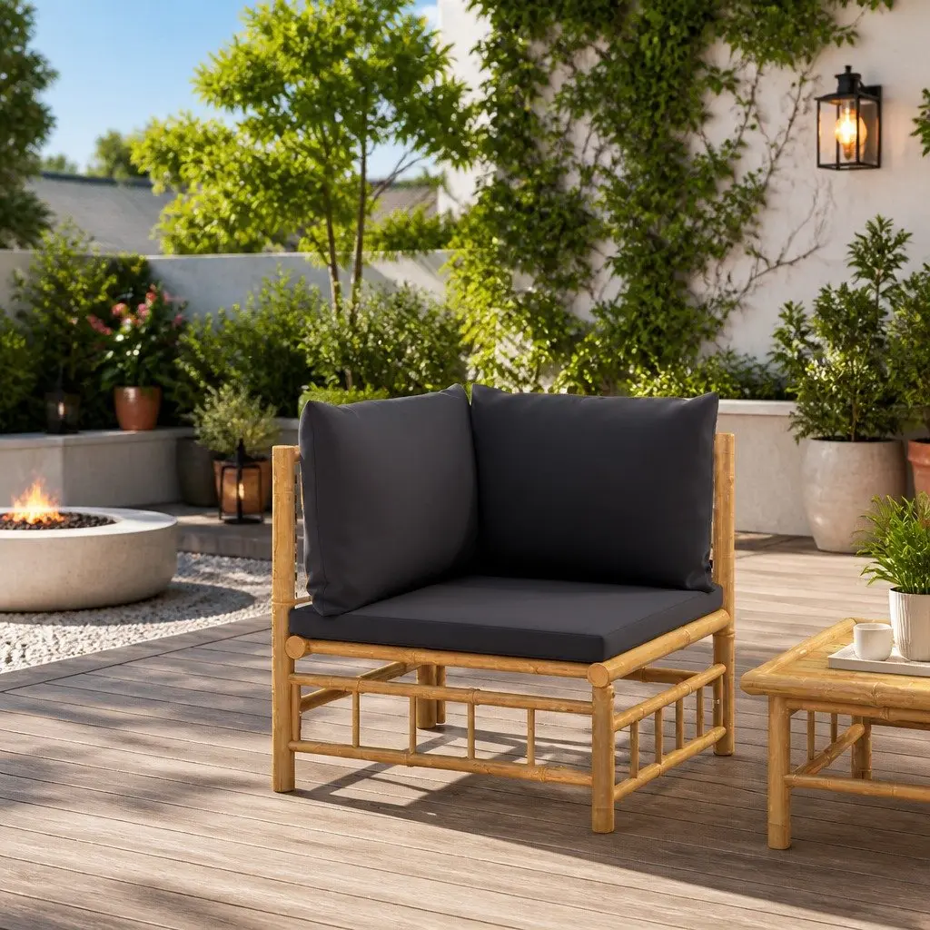 Modular Outdoor Corner Sofa with Grey Cushions