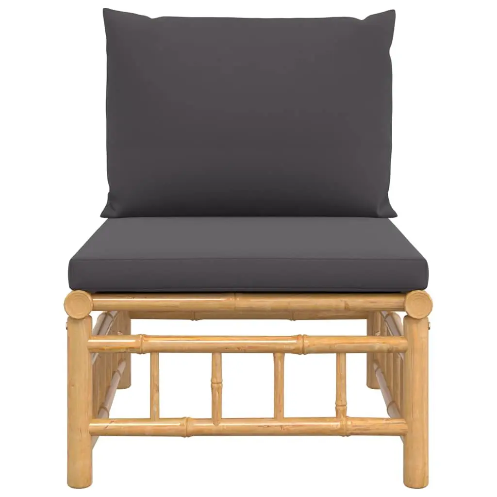 Middle Sofa Section Bamboo Grey Cushions Modular Outdoor Garden Furniture