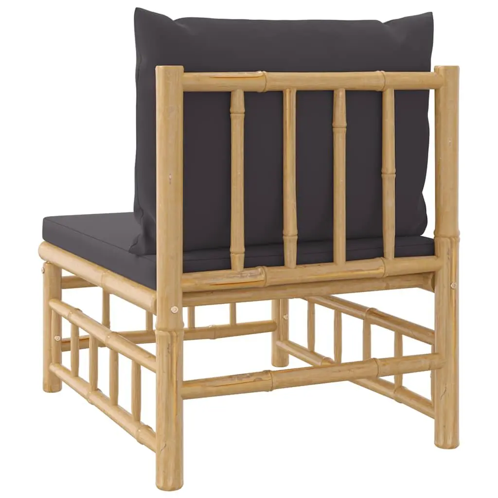Middle Sofa Section Bamboo Grey Cushions Modular Outdoor Garden Furniture