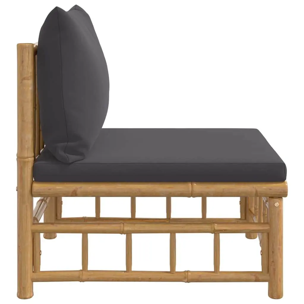 Middle Sofa Section Bamboo Grey Cushions Modular Outdoor Garden Furniture