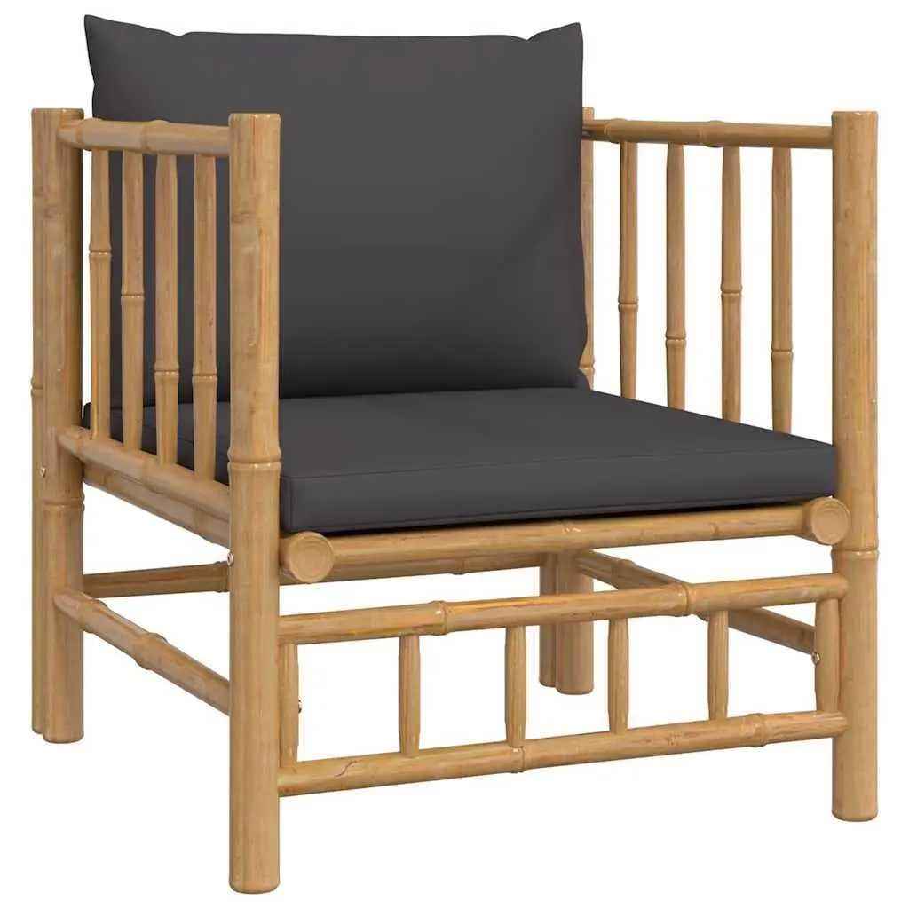 Bamboo Modular Outdoor Sectional Sofa with Grey Cushions