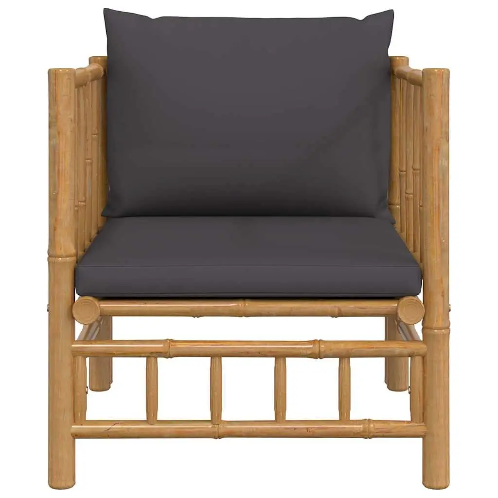 Bamboo Modular Outdoor Sectional Sofa with Grey Cushions