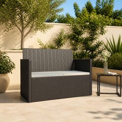 Sturdy Black Garden Bench with Cushions for Outdoors