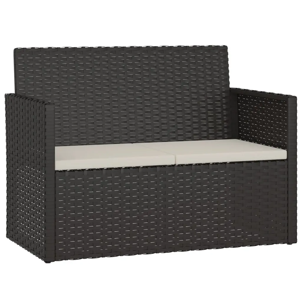 Black Garden Bench with Cushions for Outdoors