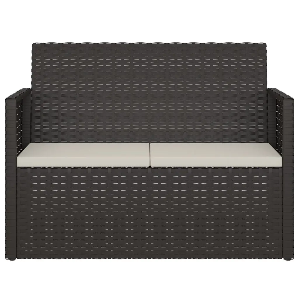 Black Garden Bench with Cushions for Outdoors