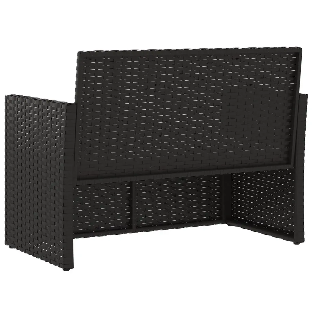 Black Garden Bench with Cushions for Outdoors