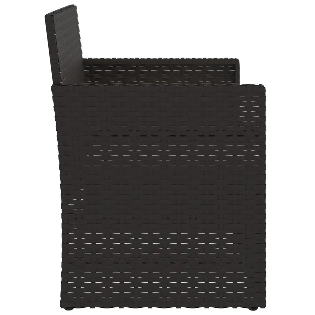 Black Garden Bench with Cushions for Outdoors