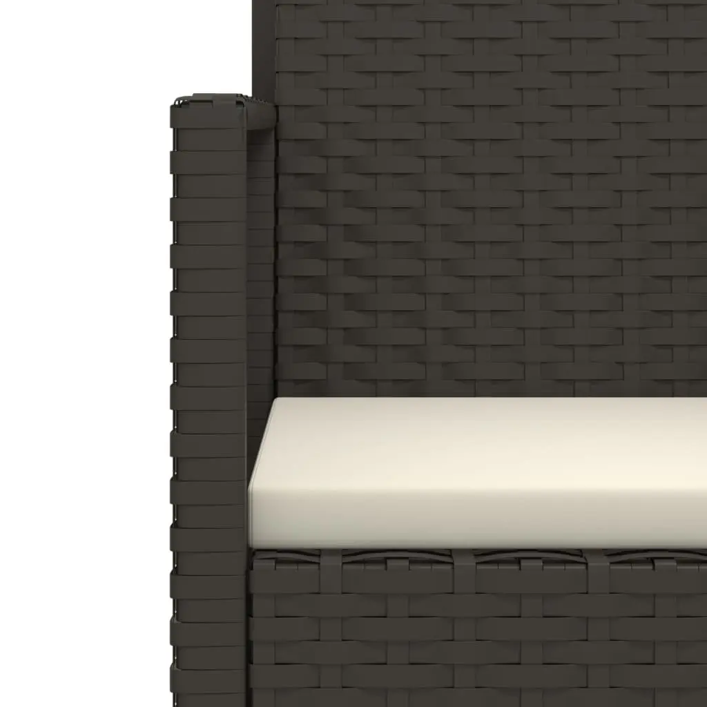 Black Garden Bench with Cushions for Outdoors