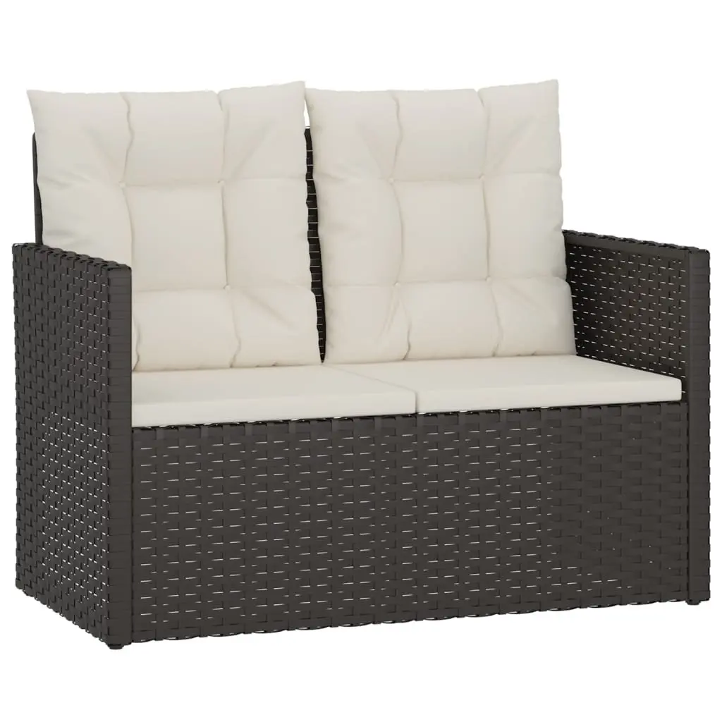 Black Garden Bench with Cushions 105cm