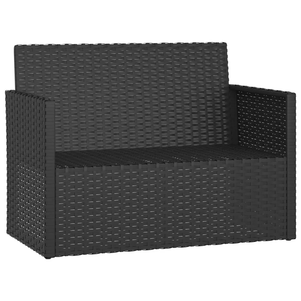Black Garden Bench with Cushions 105cm