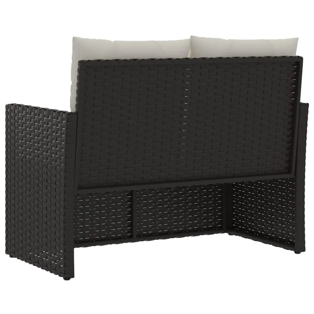 Black Garden Bench with Cushions 105cm