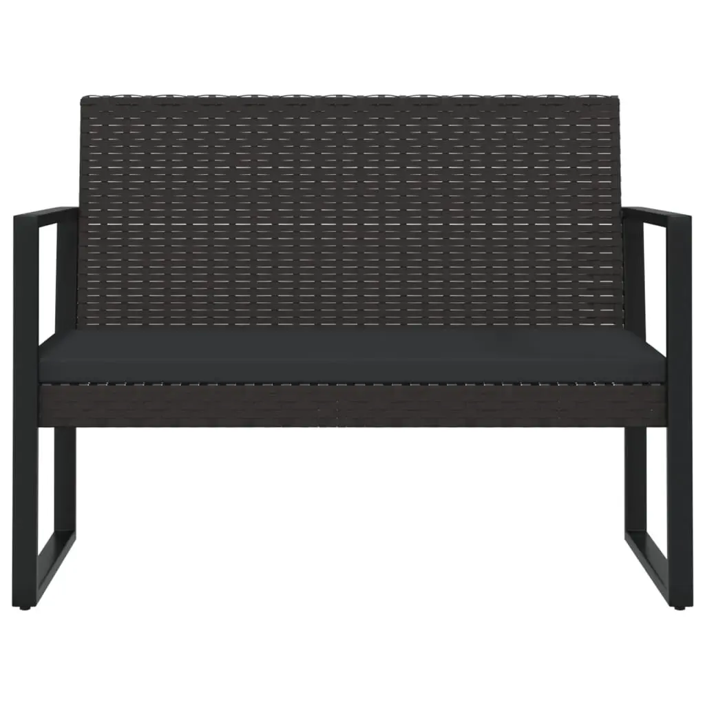 Garden Bench Poly Rattan 106cm Black with Cushions