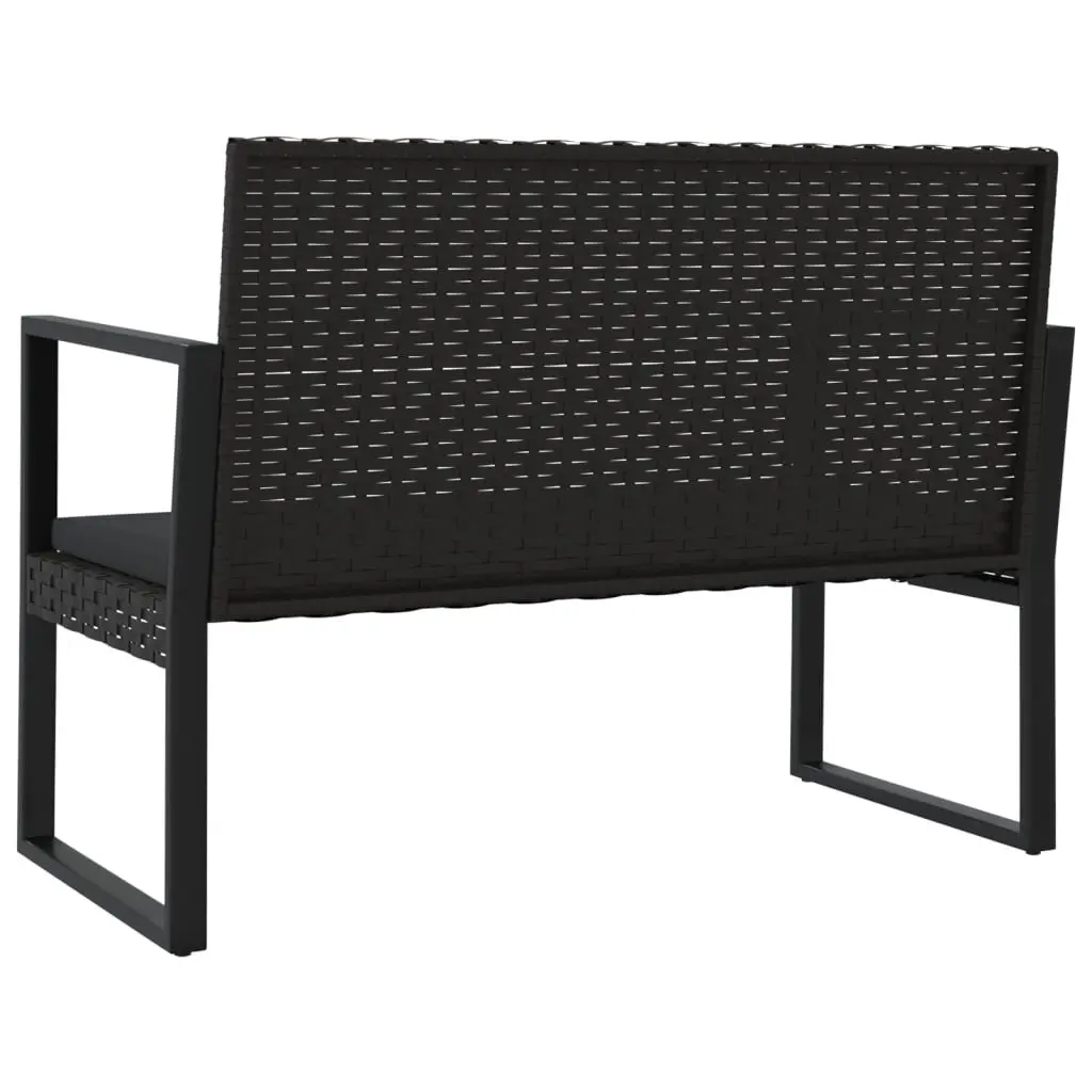 Garden Bench Poly Rattan 106cm Black with Cushions