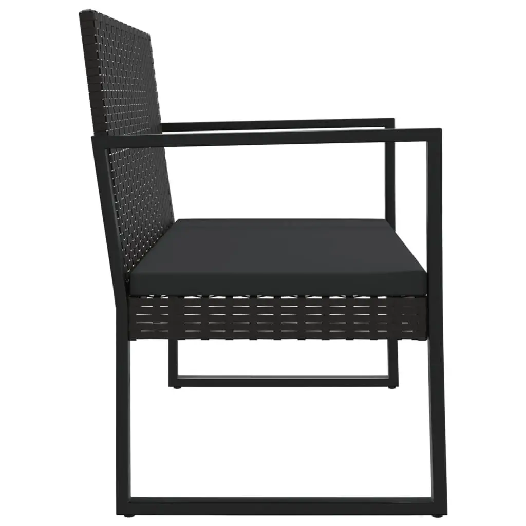 Garden Bench Poly Rattan 106cm Black with Cushions