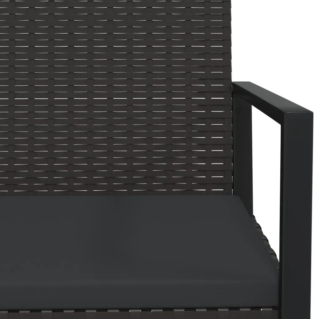 Garden Bench Poly Rattan 106cm Black with Cushions