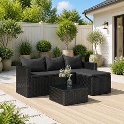 Premium Black Poly Rattan Outdoor Lounge Set