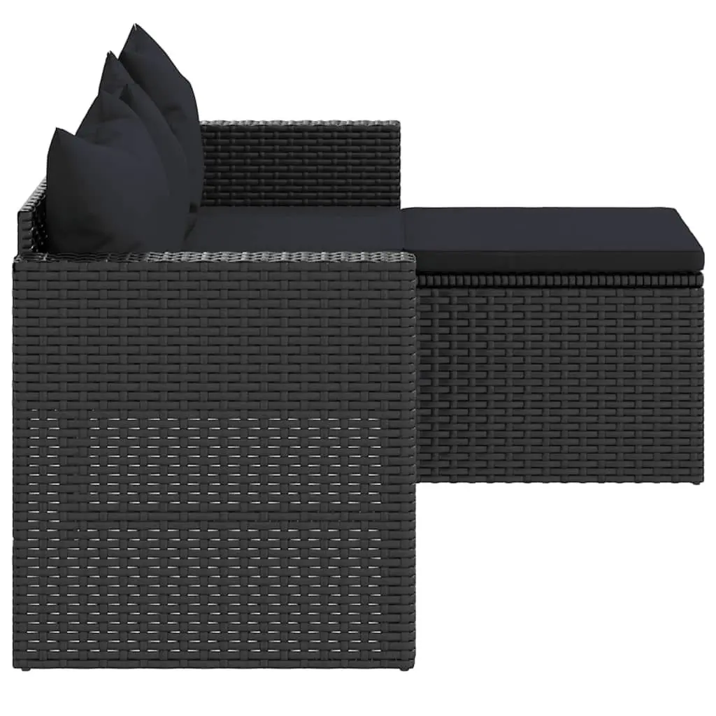 Black Poly Rattan Outdoor Lounge Set