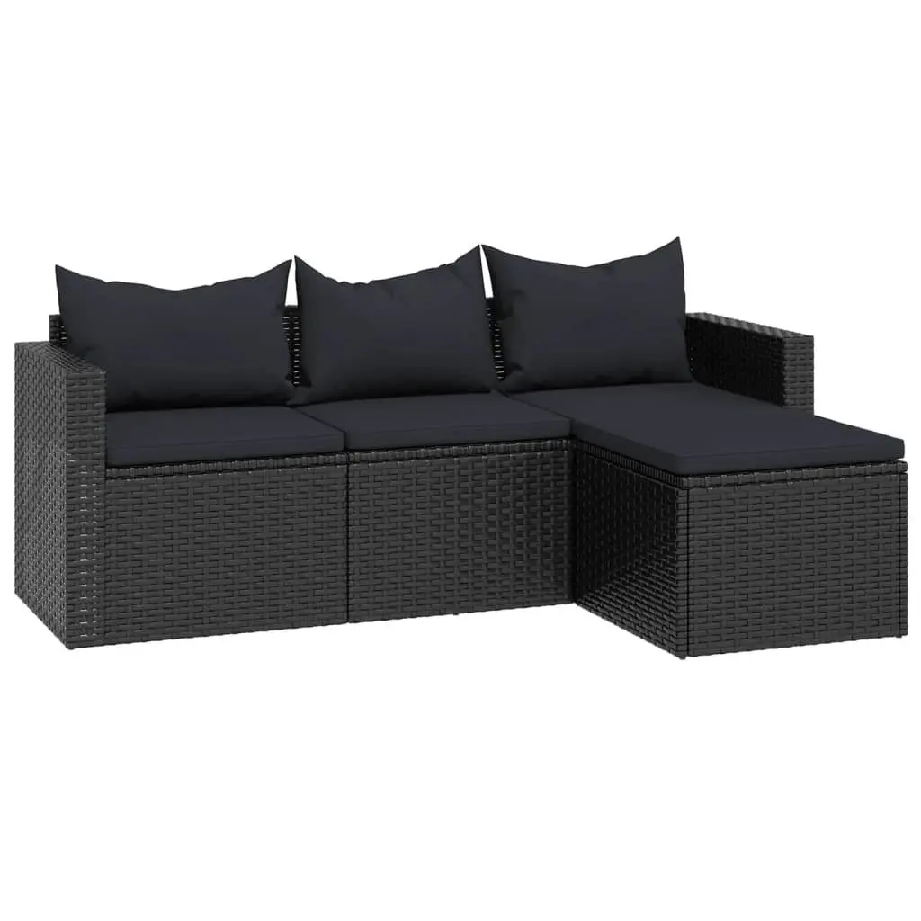 Black Poly Rattan Outdoor Lounge Set