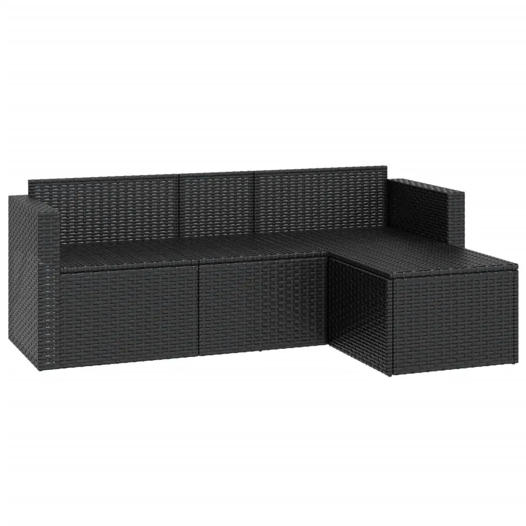 Black Poly Rattan Outdoor Lounge Set