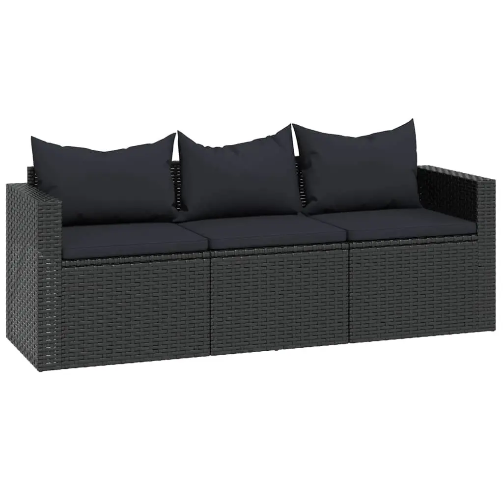 Black Poly Rattan Outdoor Lounge Set