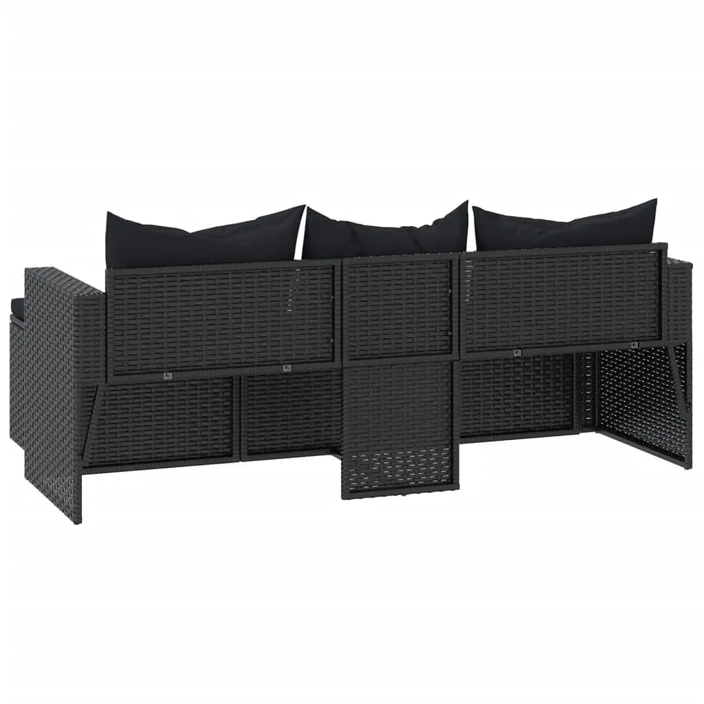 Black Poly Rattan Outdoor Lounge Set