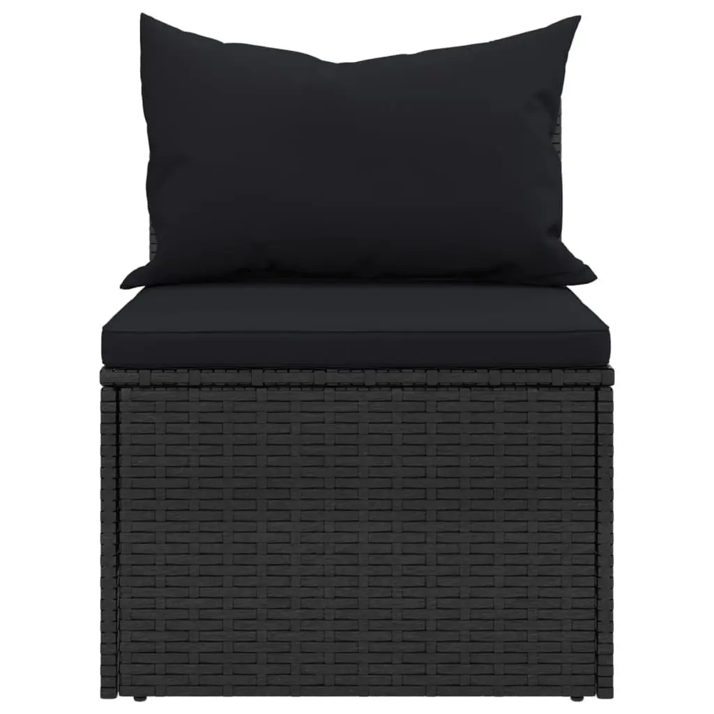 Black Outdoor Rattan Sectional Sofa Set with Cushions