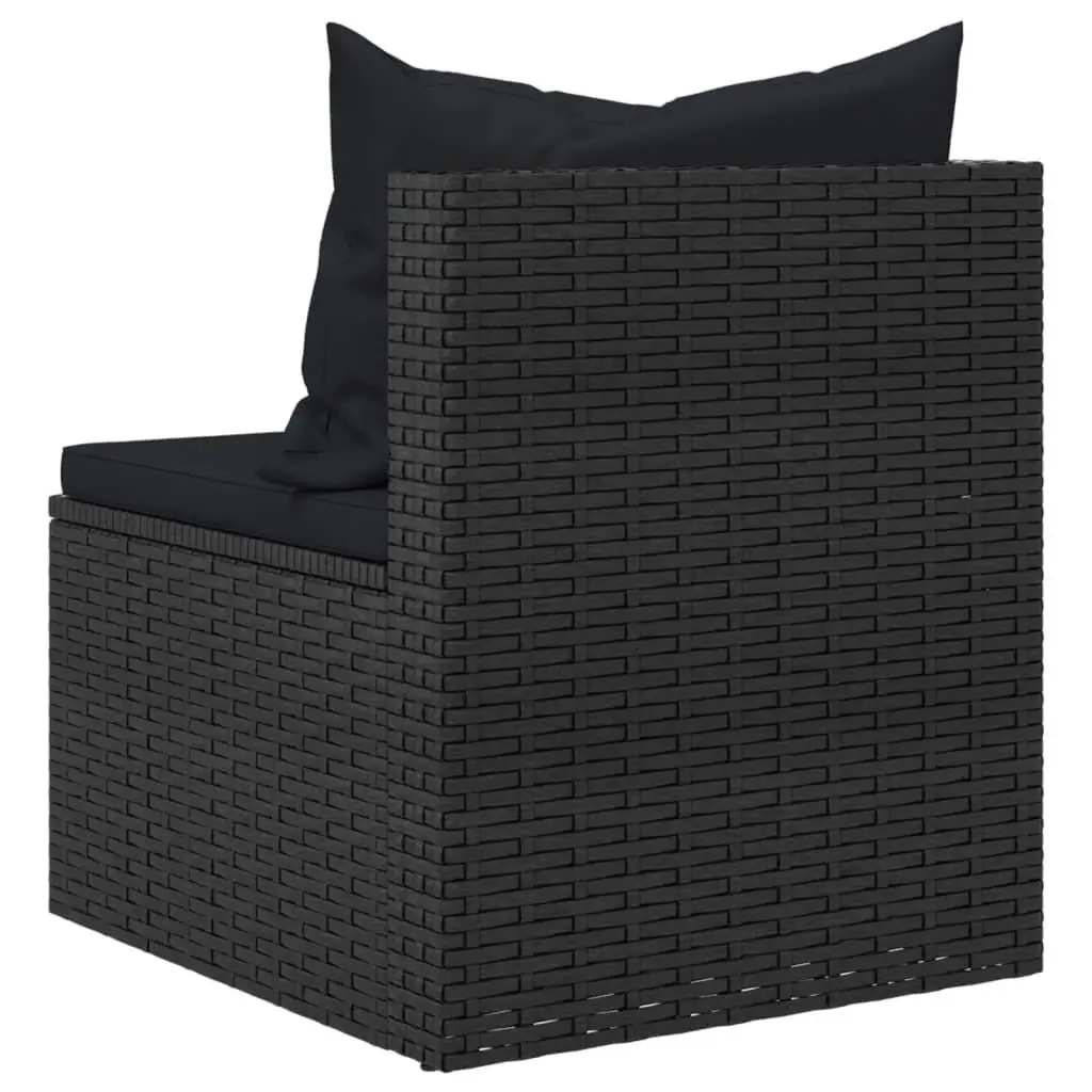 Black Outdoor Rattan Sectional Sofa Set with Cushions