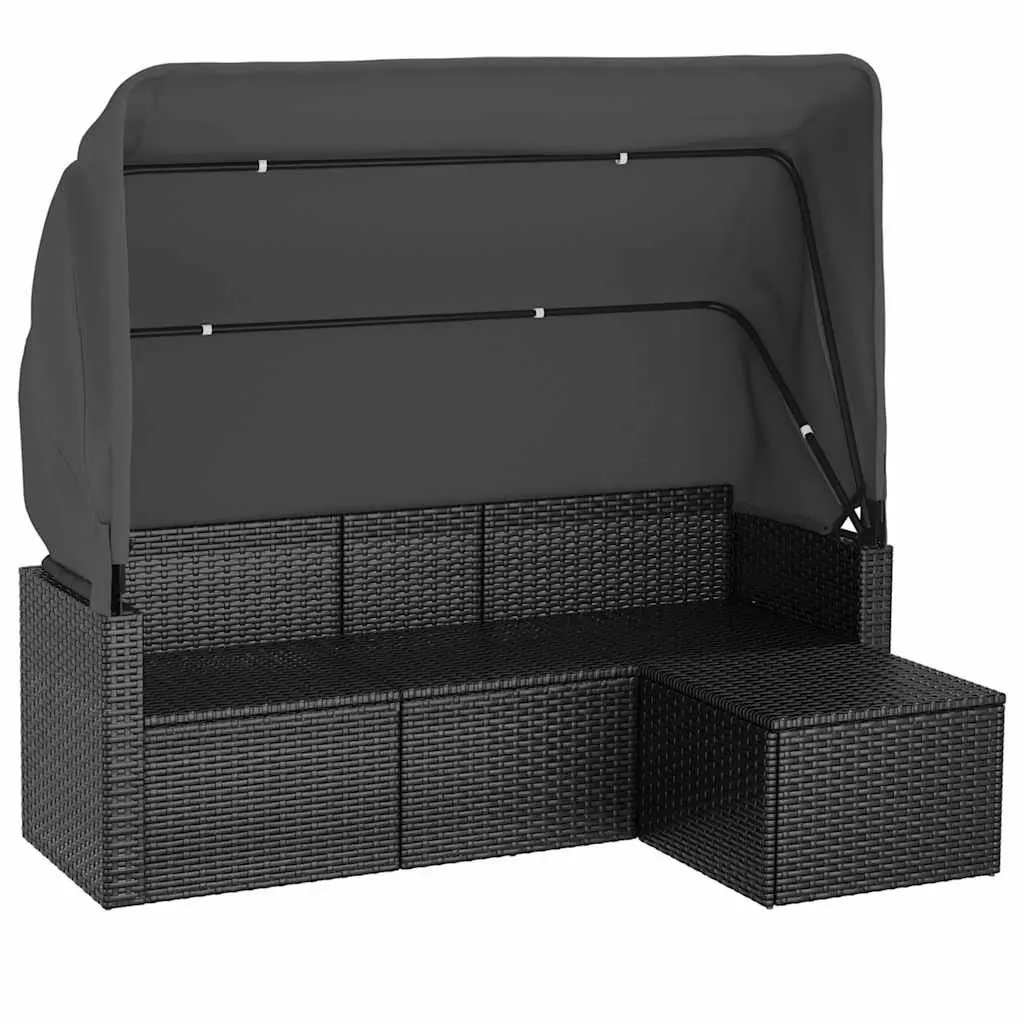 3-Seater Garden Sofa with Adjustable Roof