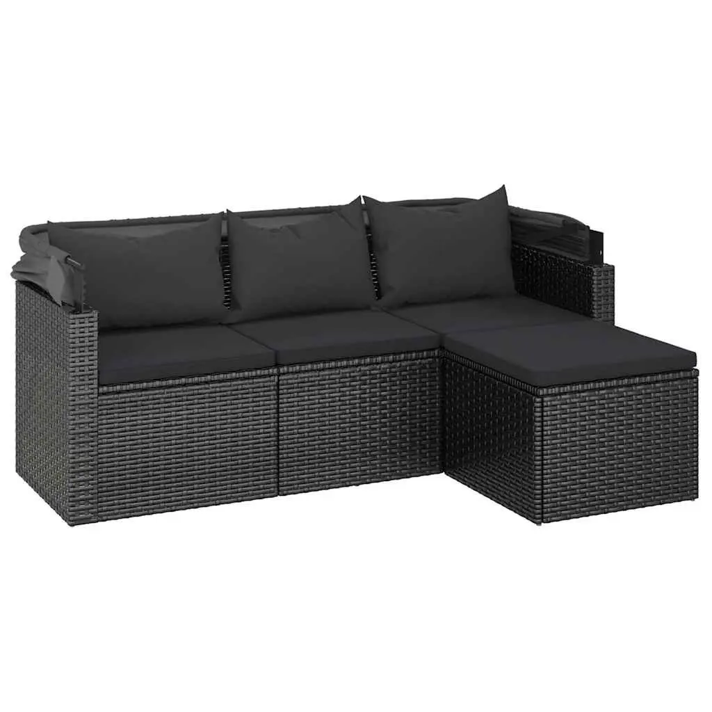 3-Seater Garden Sofa with Adjustable Roof
