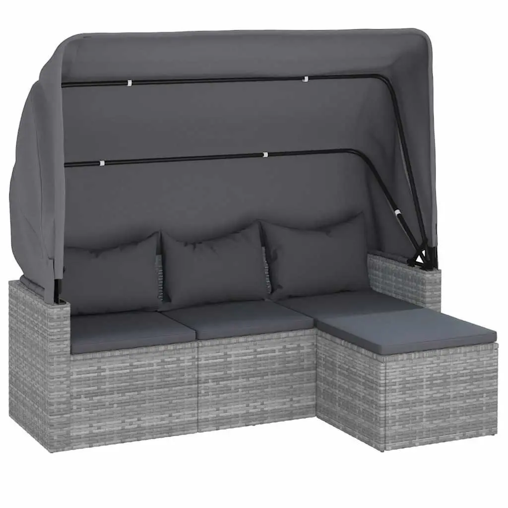 3-Seater Outdoor Sofa with Adjustable Roof