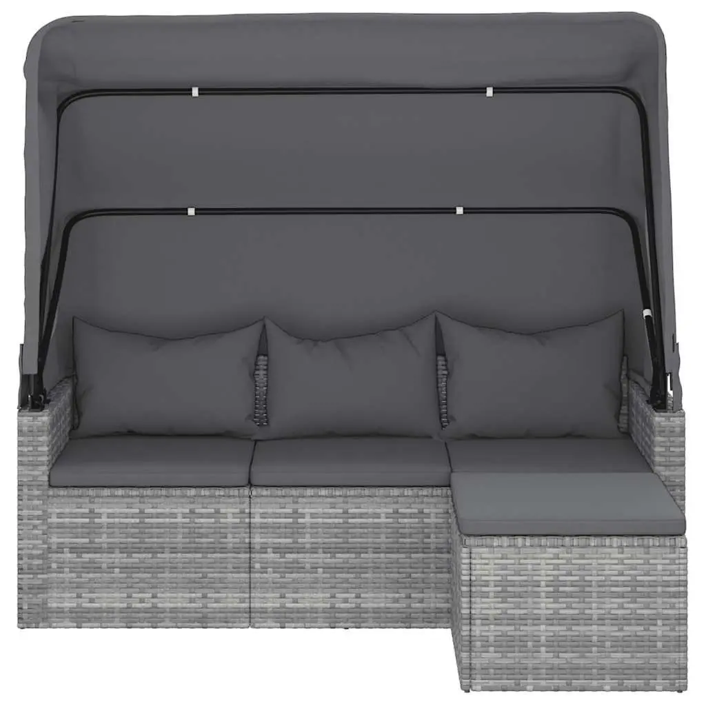 3-Seater Outdoor Sofa with Adjustable Roof