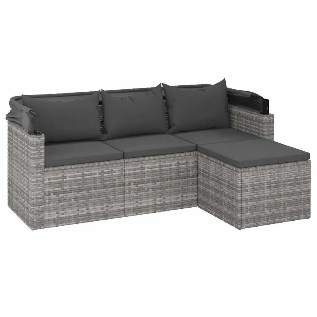 3-Seater Outdoor Sofa with Adjustable Roof