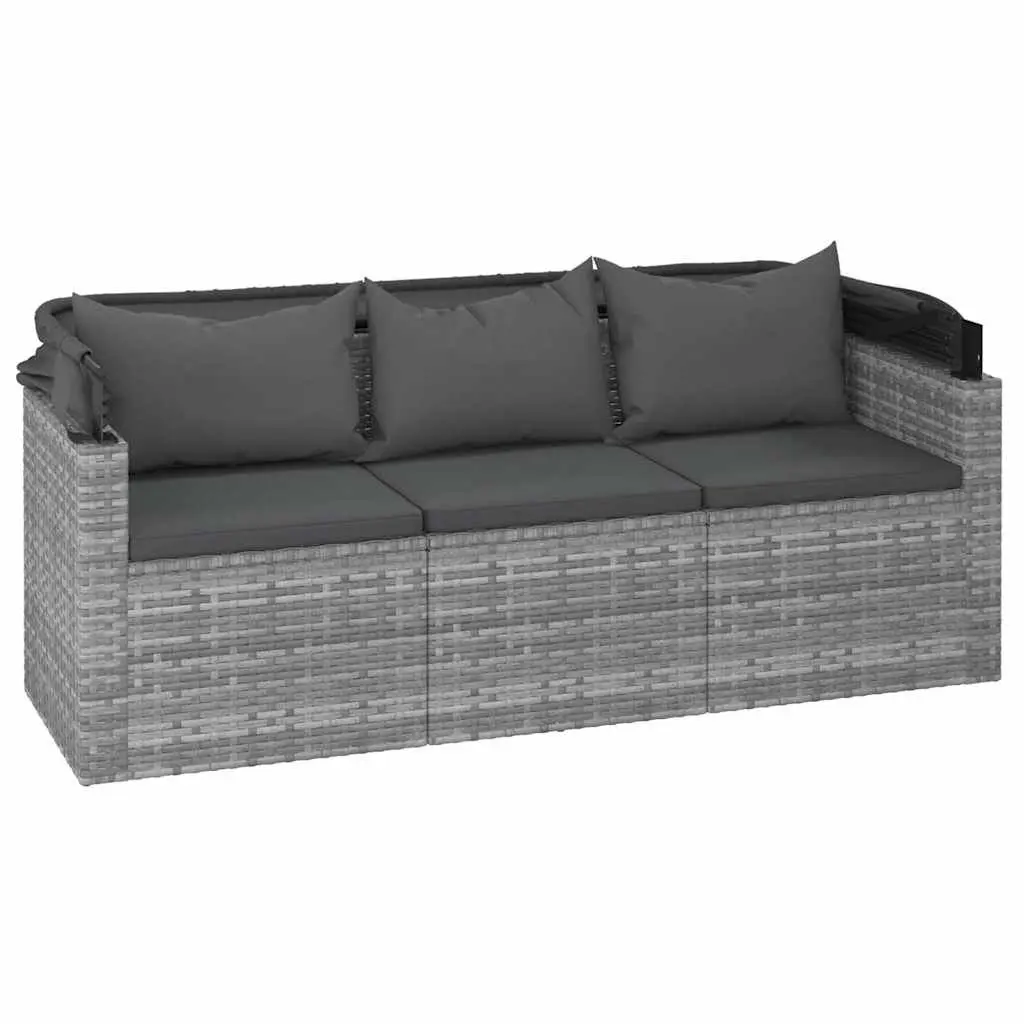3-Seater Outdoor Sofa with Adjustable Roof