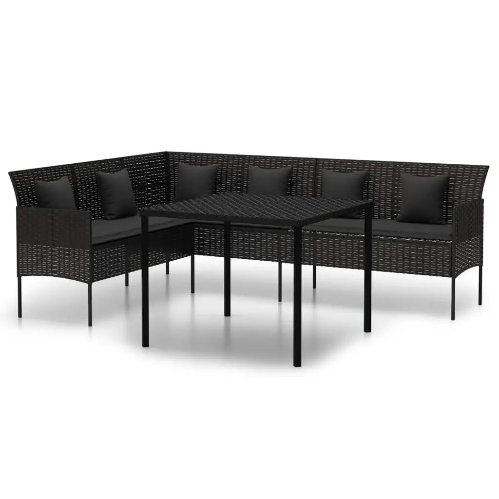 2 Piece Garden Dining Set in Black Poly Rattan