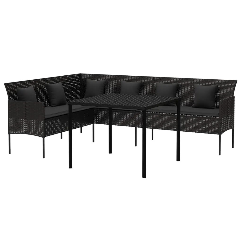 2 Piece Garden Dining Set in Black Poly Rattan