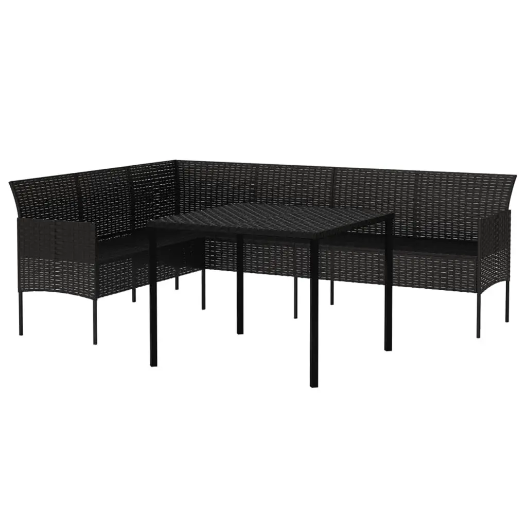 2 Piece Garden Dining Set in Black Poly Rattan