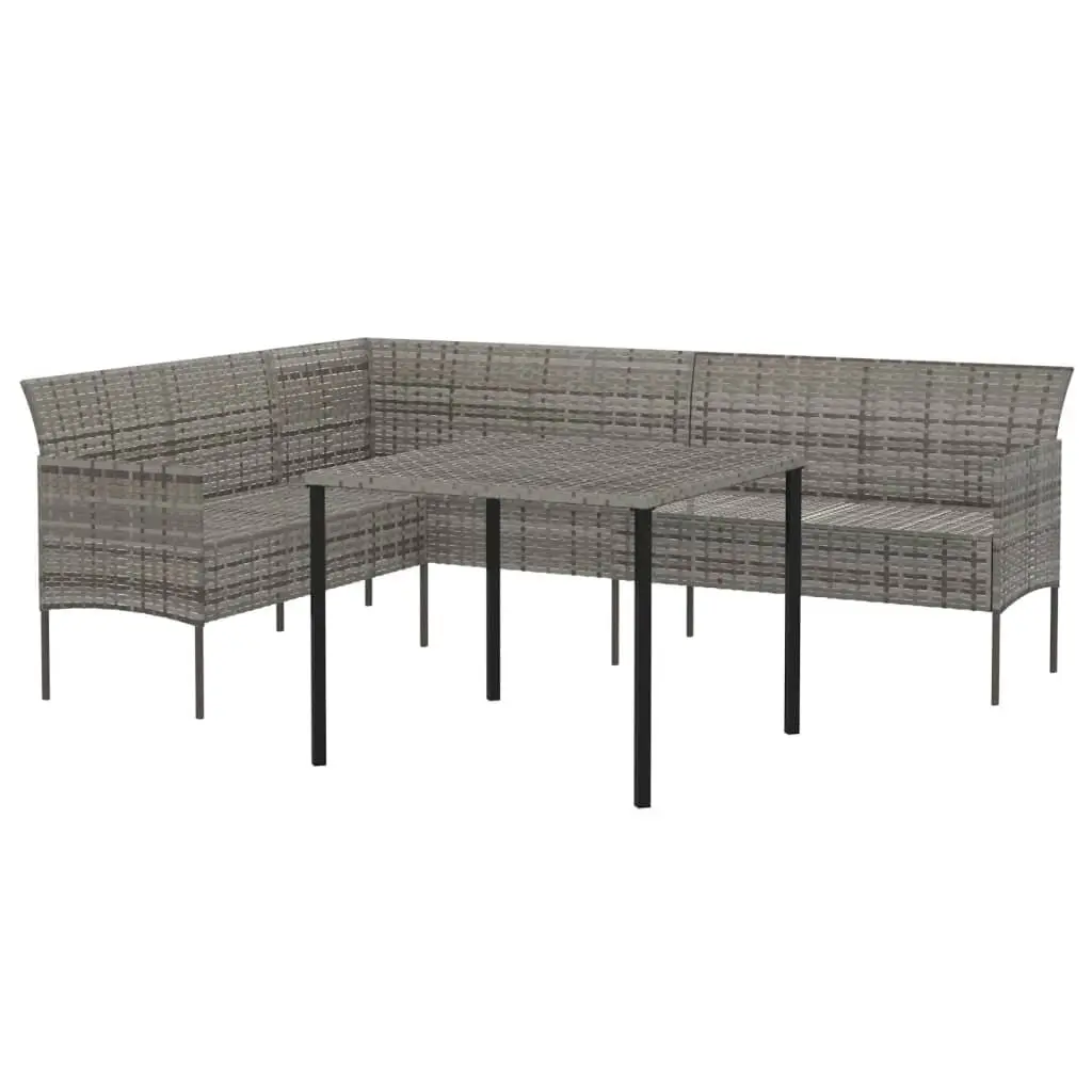 Grey Poly Rattan Garden Dining Set with Cushions