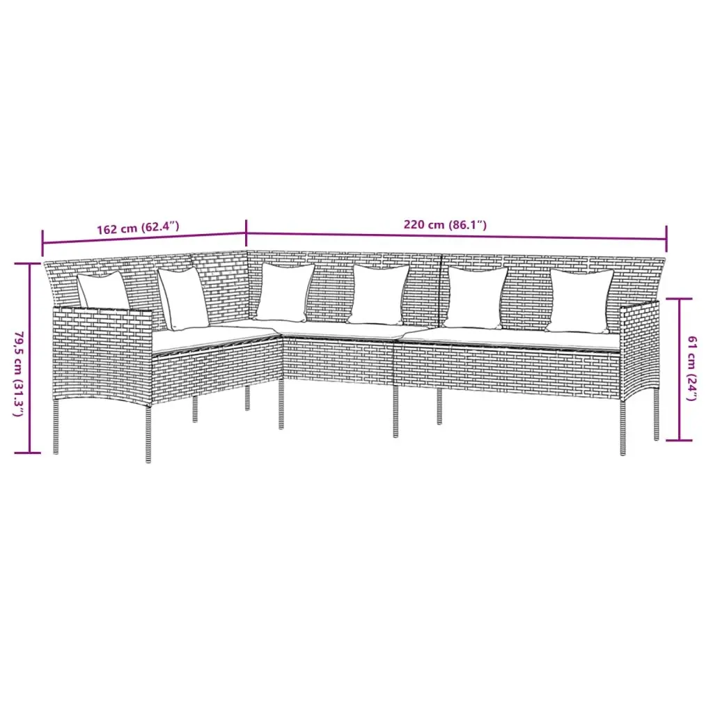 Grey Poly Rattan Garden Dining Set with Cushions