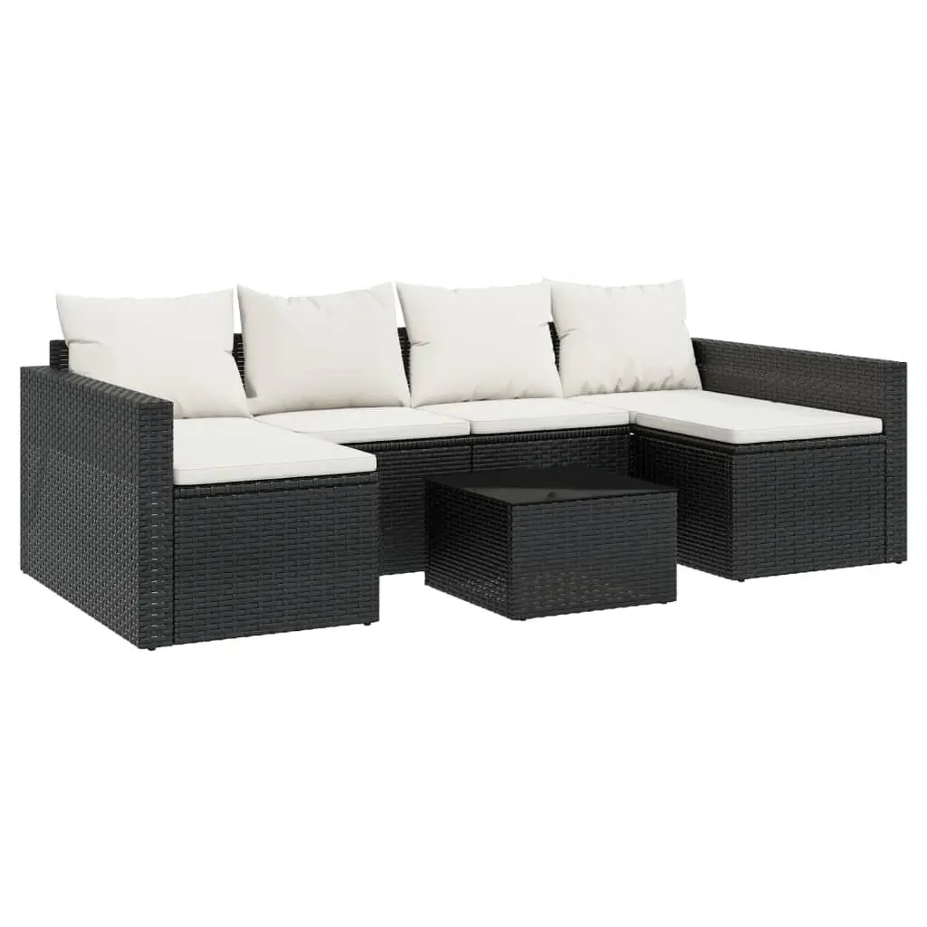 Garden Lounge Set PE Rattan 2 Piece Outdoor Furniture Black