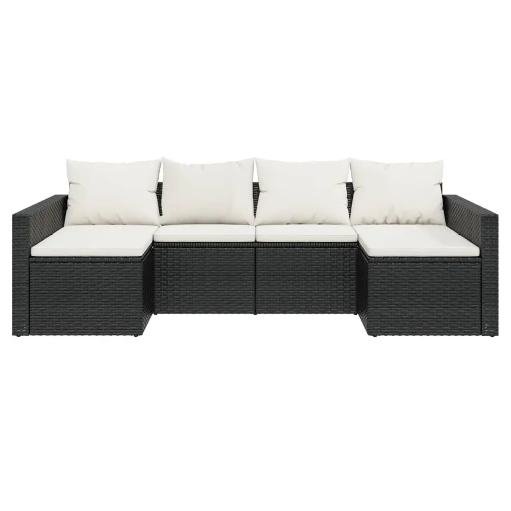 Garden Lounge Set PE Rattan 2 Piece Outdoor Furniture Black
