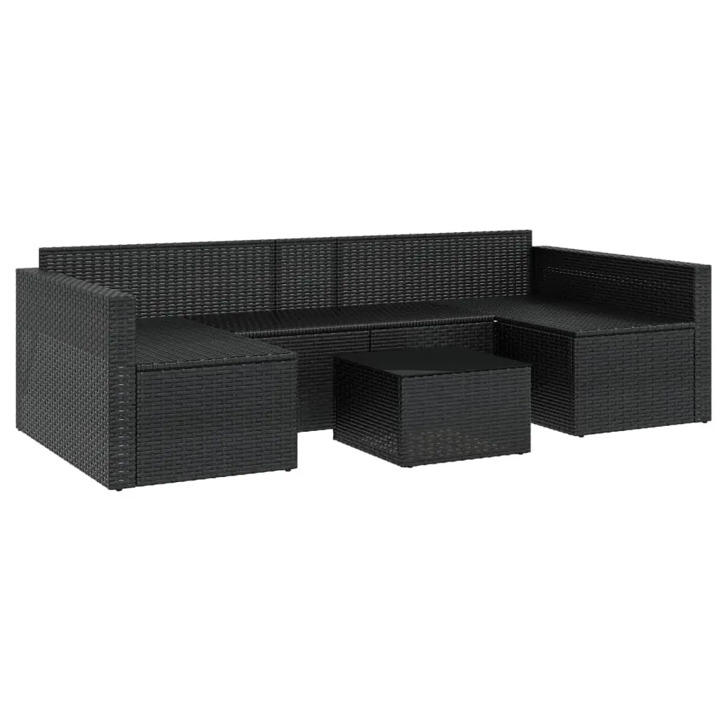 Garden Lounge Set PE Rattan 2 Piece Outdoor Furniture Black