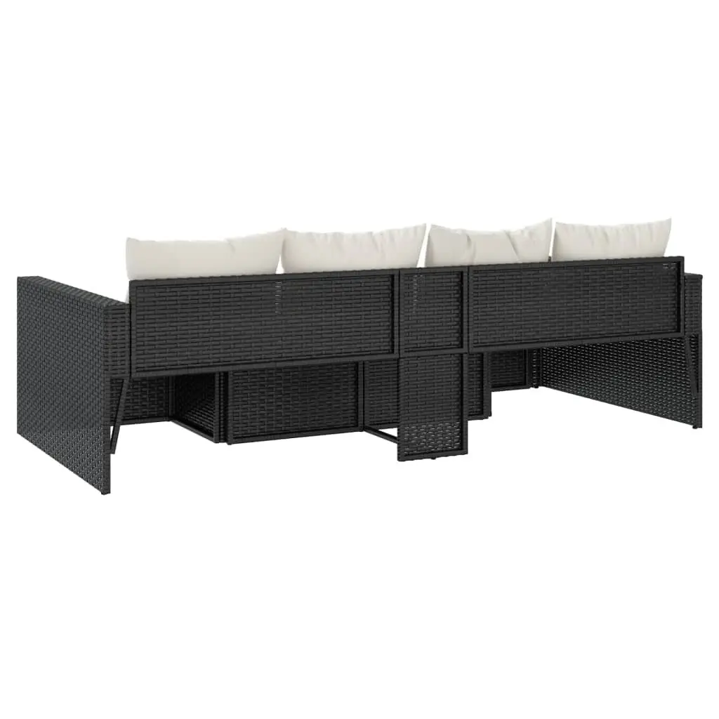 Garden Lounge Set PE Rattan 2 Piece Outdoor Furniture Black