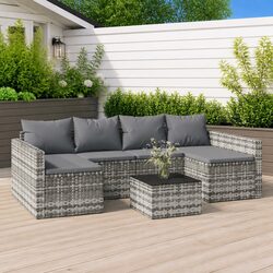 Durable 2 Piece Grey Rattan Garden Lounge Set