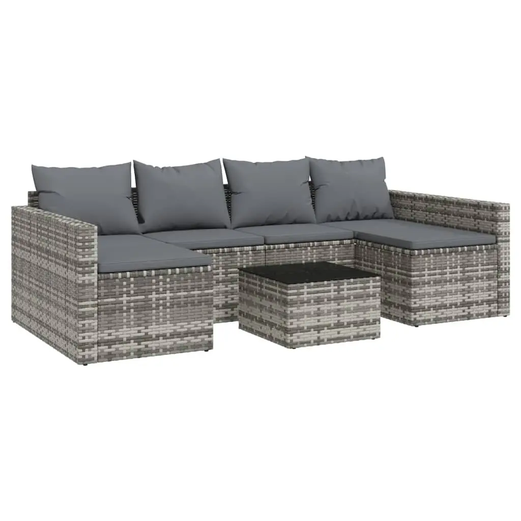 2 Piece Garden Lounge Set PE Rattan Grey with Cushions