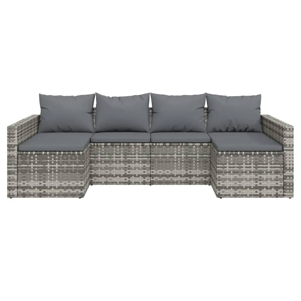 2 Piece Garden Lounge Set PE Rattan Grey with Cushions