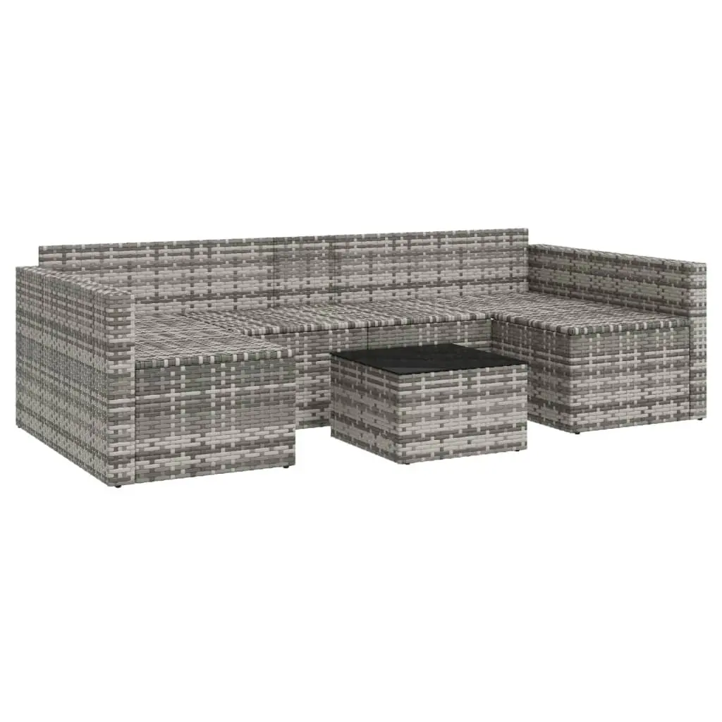 2 Piece Garden Lounge Set PE Rattan Grey with Cushions