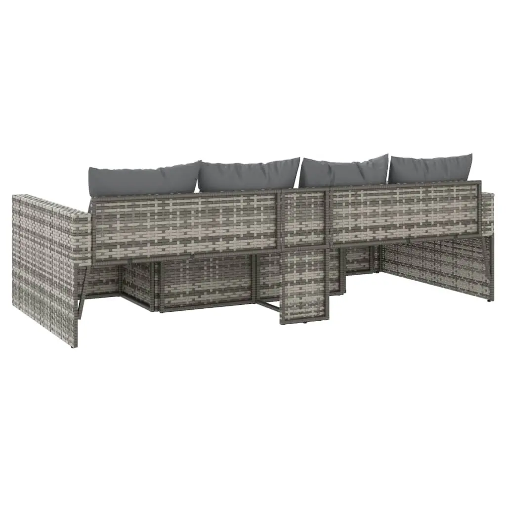 2 Piece Garden Lounge Set PE Rattan Grey with Cushions