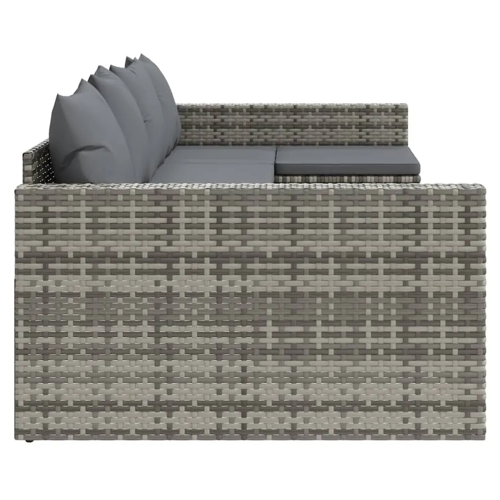 2 Piece Garden Lounge Set PE Rattan Grey with Cushions