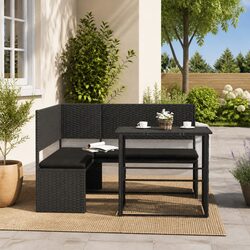 Durable L-Shaped Garden Sofa with Cushions and Table