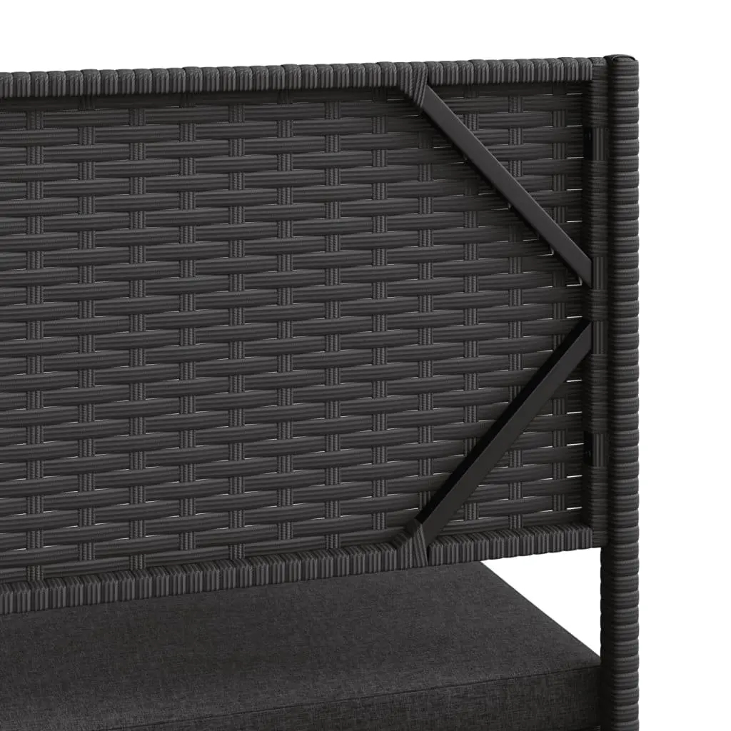 L-Shaped Sofa Set Poly Rattan Outdoor Patio Furniture Black